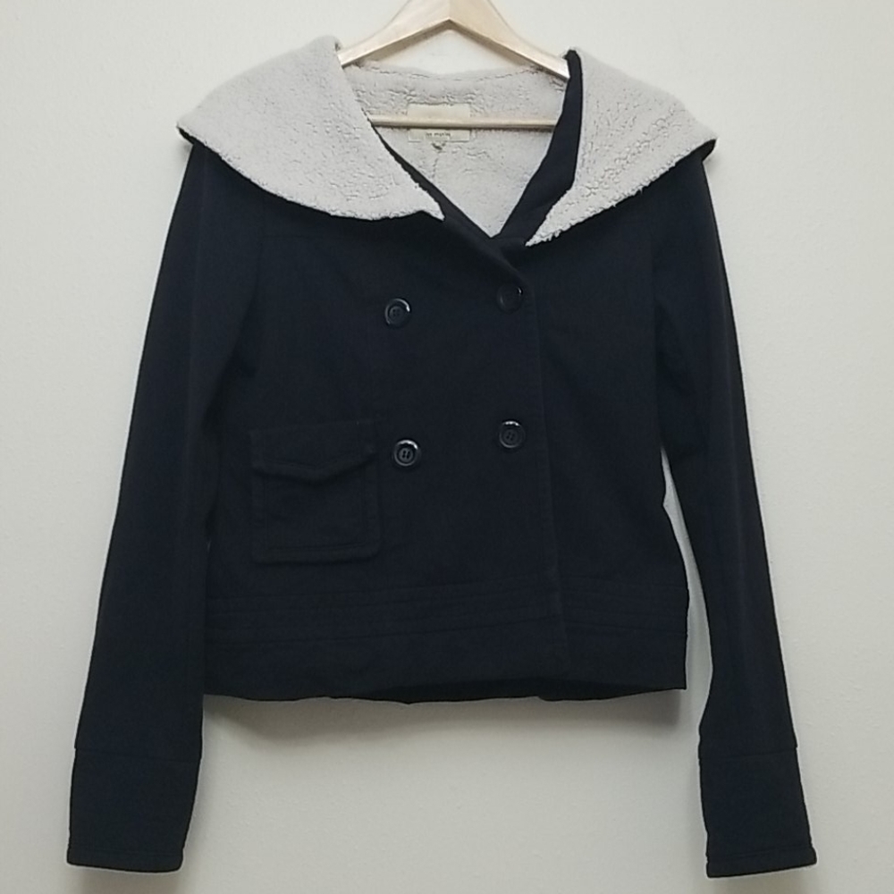 Sanctuary Black Cotton Sherpa Lined Jacket Small